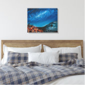 Kosmische werveling over Village Night Canvas Art (Insitu (Slaapkamer))