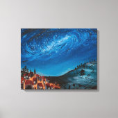 Kosmische werveling over Village Night Canvas Art (Voorkant)