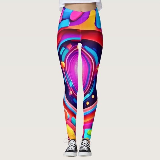 Kosmische Wervelwind: Een Neon Odyssee Leggings (Voorkant)