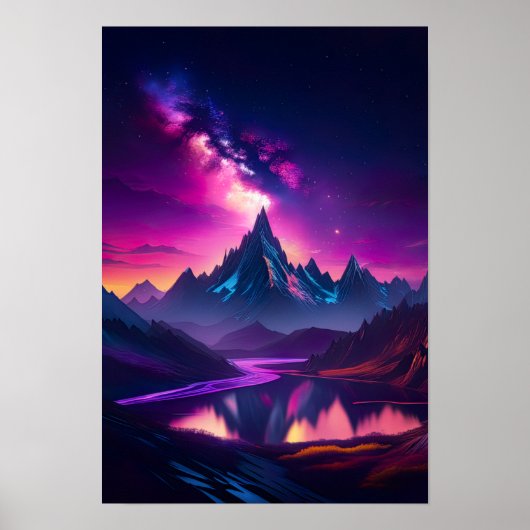 Kosmische wildernis, Sterrennacht in de vallei Poster (Voorkant)