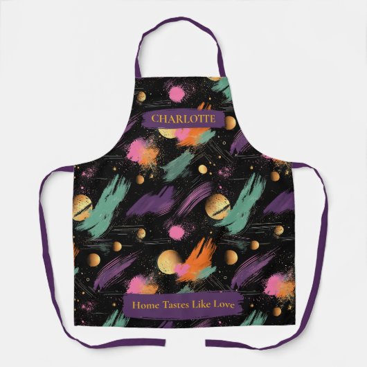 Kosmische Winter Abstract Schort met aangepaste na (Voorkant)