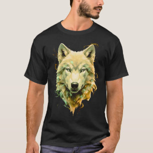 Kosmische Wolf Geometrische Mystieke Dier Kunst T-shirt