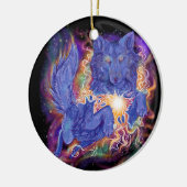 Kosmische Wolf Keramisch Ornament (Links)