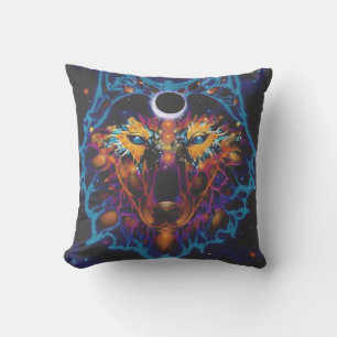 Kosmische wolf kussen – Mystieke Galaxy Art