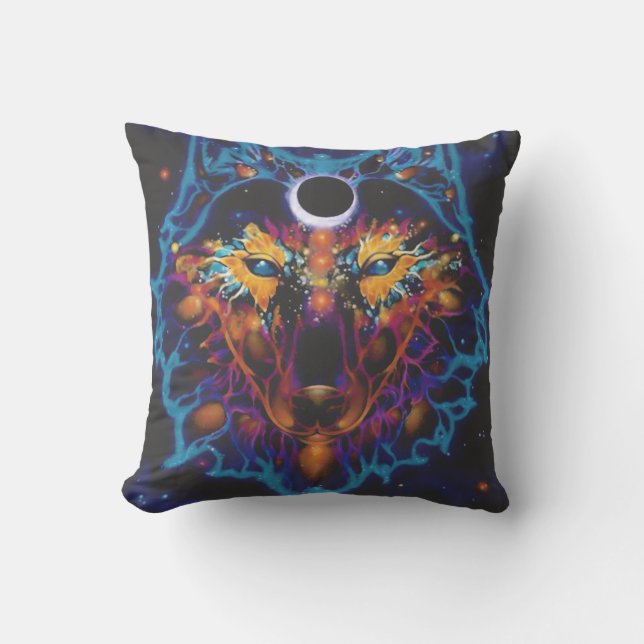 Kosmische wolf kussen – Mystieke Galaxy Art (Voorkant)