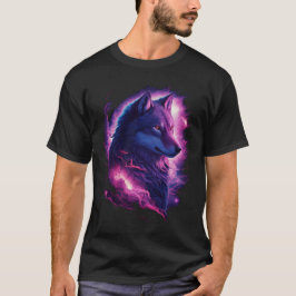 Kosmische Wolf: Majestueuze Natuur en Universum Fu T-shirt