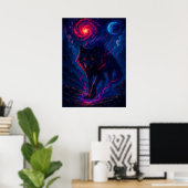 Kosmische Wolf met Galaxy Energy Fantasy Poster (Thuiskantoor)