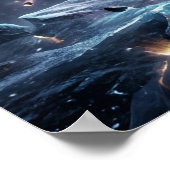 Kosmische Wolf Onder Aurora Hemel Poster (Hoek)