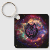 Kosmische Wolf, Paarse Hemelse Geest Sleutelhanger (Voorkant)