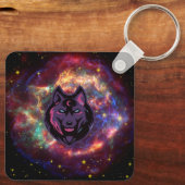 Kosmische Wolf, Paarse Hemelse Geest Sleutelhanger (Achterkant)