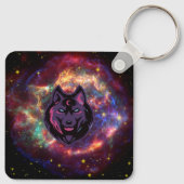 Kosmische Wolf, Paarse Hemelse Geest Sleutelhanger (Achterkant)