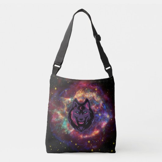 Kosmische Wolfnevel Geest Crossbody Tas (Voorkant)