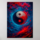Kosmische Yin Yang met Cherry Blossoms Fantasy Poster (Voorkant)