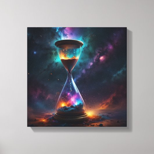 Kosmische zandlopers met sprankelende korrels canvas afdruk (Voorkant)