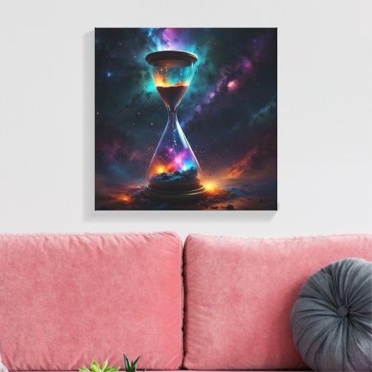 Kosmische zandlopers met sprankelende korrels canvas afdruk (Insitu (Woonkamer))
