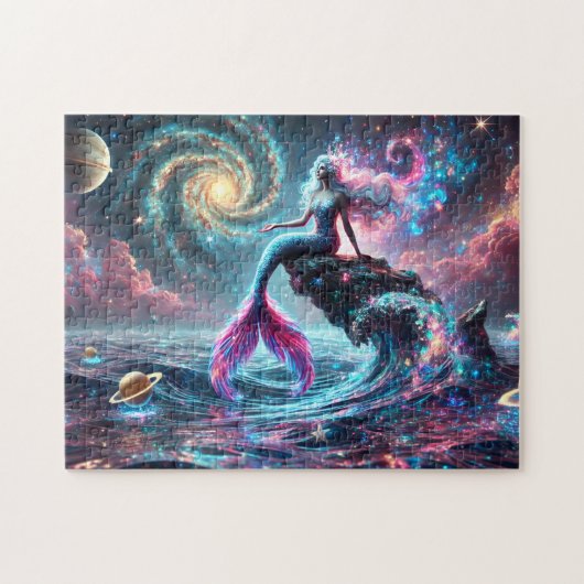 Kosmische Zeemeermin Fantasie Hemels Legpuzzel (Horizontaal)