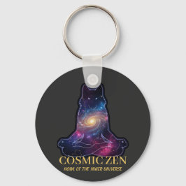 Kosmische Zen Wolf | Mediterend Galaxy Spirit Dier Sleutelhanger