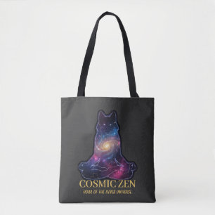 Kosmische Zen Wolf Mediterend Galaxy Spirit Dier Tote Bag