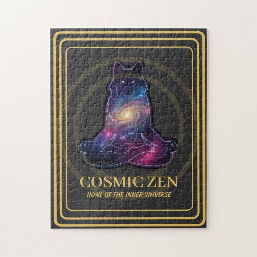 Kosmische Zen Wolf – Mediterende Galaxy Spirit Die Legpuzzel (Verticaal)