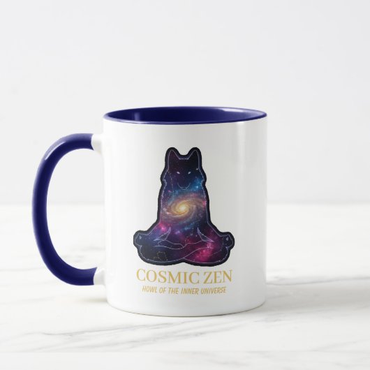 Kosmische Zen Wolf – Mediterende Galaxy Spirit Die Mok (Links)