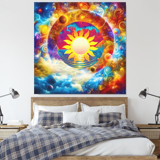 Kosmische Zon Canvas Afdruk (Insitu (Slaapkamer))