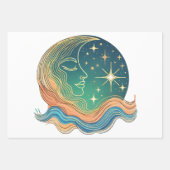 Kosmische zon en maan hemelse dromen inpakpapier vel (Voorkant 3)
