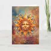 Kosmische zon gezicht digitale kunst kaart (Voorkant)