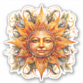 Kosmische zon gezicht digitale kunst laptop sticke sticker (Voorkant)