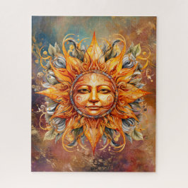 Kosmische zon gezicht digitale kunst legpuzzel