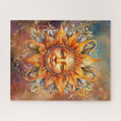 Kosmische zon gezicht digitale kunst legpuzzel (Horizontaal)