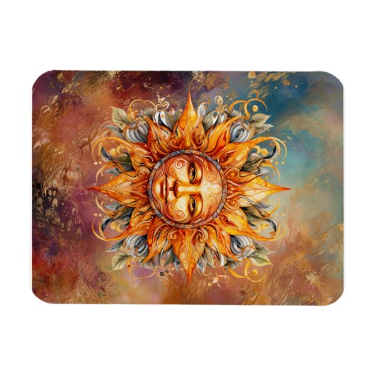 Kosmische zon gezicht digitale kunst magneet (Horizontaal)