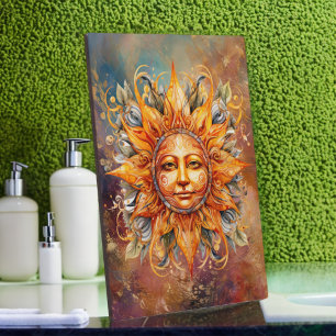 Kosmische Zon Gezicht Digitale Kunst Tafelblad Fotoplaat