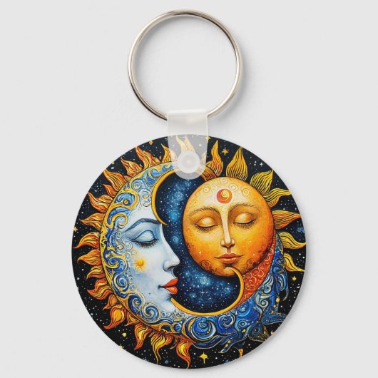 🌙 Kosmische Zon Maan Balans Charme 🌙 Sleutelhanger (Voorkant)