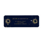 Kosmische Zon Maan Mystiek Marine Blauw Etiket (Voorkant)