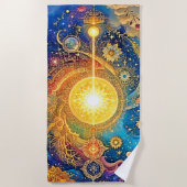 Kosmische Zon Mandala Kunst Strandlaken (Voorkant)