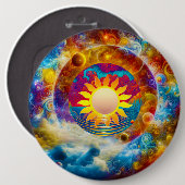 Kosmische Zon Ronde Button 6,0 Cm (Voorkant /achterkant)