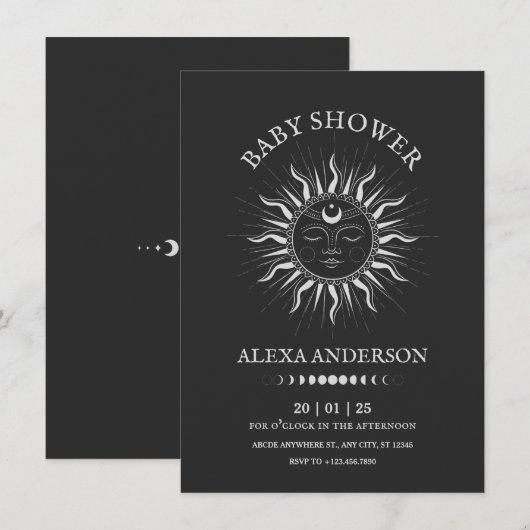 Kosmische zon tarot mystiek baby shower kaart (Voorkant / Achterkant)