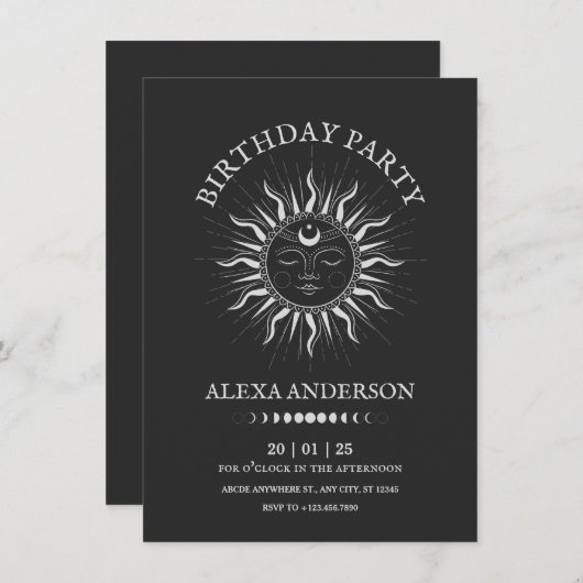 Kosmische zon tarot mystieke verjaardag kaart (Voorkant / Achterkant)