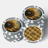 Kosmische Zonnebloem - AI Fantasie Digitale Kunstp Poker Chips (Opstapeling)
