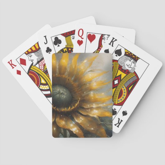 Kosmische Zonnebloem - AI Fantasie Digitale Kunstp Pokerkaarten (Achterkant)