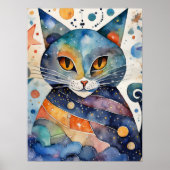 Kosmische Zwarte Kat Kunst Hemelse Kat Magie Geest Poster (Voorkant)