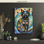 Kosmische Zwarte Kat Kunst Hemelse Kat Magie Geest Poster
