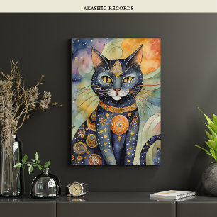 Kosmische Zwarte Kat Kunst Hemelse Kat Magie Geest Poster