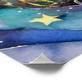 Kosmische Zwarte Kat Kunst Hemelse Kat Magie Geest Poster (Hoek)