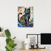 Kosmische Zwarte Kat Kunst Hemelse Kat Magie Geest Poster (Thuiskantoor)