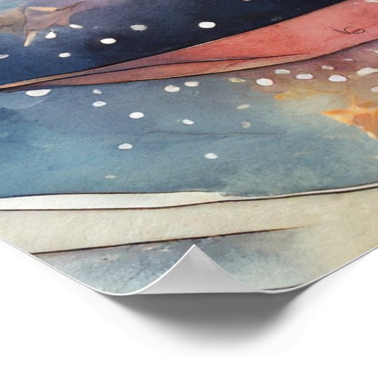 Kosmische Zwarte Kat Kunst Hemelse Kat Magie Geest Poster (Hoek)