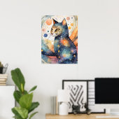 Kosmische Zwarte Kat Kunst Hemelse Kat Magie Geest Poster (Thuiskantoor)