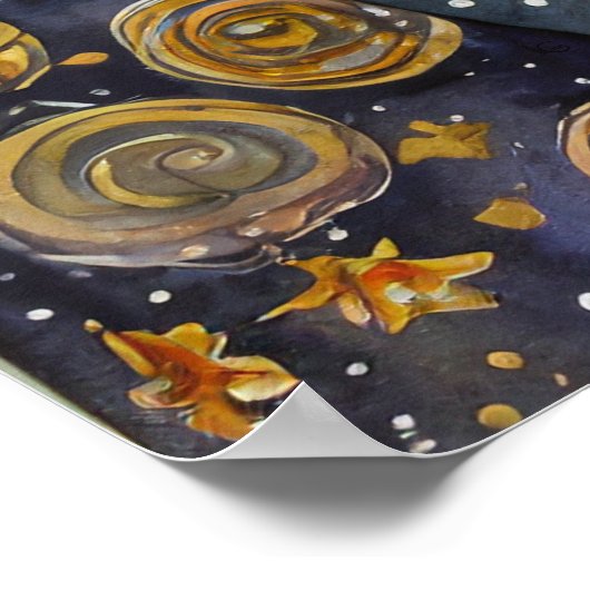 Kosmische Zwarte Kat Kunst Hemelse Kat Magie Geest Poster (Hoek)