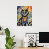 Kosmische Zwarte Kat Kunst Hemelse Kat Magie Geest Poster (Thuiskantoor)
