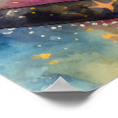 Kosmische Zwarte Kat Kunst Hemelse Kat Magische Ge Poster (Hoek)